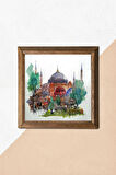 İstanbul Ayasofya Taş Duvar Tablosu Ahşap Çerçeveli Duvar Dekoru Wall Art 25x25cm