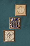 Lotus Çiçeği, Yaşam Çiçeği, Hayat Ağacı Taş Duvar Tablosu Ahşap Çerçeveli Duvar Dekoru 3 Parça Tablo Seti Wall Art