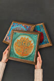Lotus Çiçeği, Yaşam Çiçeği Taş Duvar Tablosu Ahşap Çerçeveli Duvar Dekoru 3 Parça Tablo Seti Wall Art