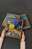 Van Gogh, Claude Monet Taş Duvar Tablosu Ahşap Çerçeveli Duvar Dekoru 4 Parça Tablo Seti Wall Art