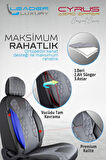 Opel Crosland Lüx Deri Detaylı Oto Koltuk Kılıfı Ön Arka Takım Cyrus FÜME