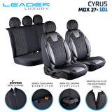 Mazda Lantis Lüx Deri Detaylı Oto Koltuk Kılıfı Ön Arka Takım Cyrus SİYAH BEYAZ