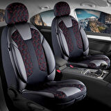SsanYoung Korando Lüx Deri Detaylı Oto Koltuk Kılıfı Ön Arka Takım Cyrus SİYAH KIRMIZI