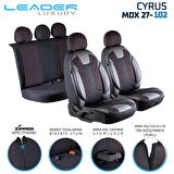 SsanYoung Korando Lüx Deri Detaylı Oto Koltuk Kılıfı Ön Arka Takım Cyrus SİYAH KIRMIZI