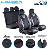 Fiat Brava Lüx Deri Detaylı Oto Koltuk Kılıfı Ön Arka Takım Cyrus SİYAH MAVİ