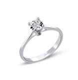 0.06 Ct. Modern Tasarım Yuvarlak Tırnaklı Tektaş Yüzük