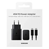 Samsung 45W Pd Şarj Cihazı Takımı EP-T4510X Type-C Süper Hızlı Şarj Cihazı Siyah