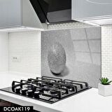 PRATİK DEKOR Cam Ocak Arkası Koruyucu Ankastre Arkası Koruyucu | Gri Top 60x52 Cm