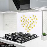 Pratik Dekor 60x52 cm Cam Ocak Arkası Koruyucu Ankastre Arkası Koruyucu | KALP PAPATYA
