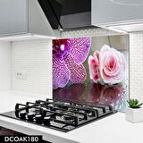 Pratik Dekor 60x52 cm Cam Ocak Arkası Koruyucu Ankastre Arkası Koruyucu | ÇİÇEK