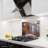 Pratik Dekor 60x52 cm Cam Ocak Arkası Koruyucu Ankastre Arkası Koruyucu | KÖPRÜ