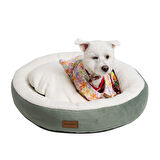 Peluş Minderli Küçük ve Orta Irk Kedi Köpek Yatağı 62x65 cm - Yeş
