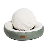 Peluş Minderli Küçük ve Orta Irk Kedi Köpek Yatağı 62x65 cm - Yeş