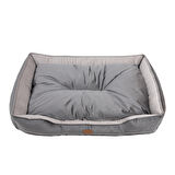 Büyük Boy Kedi Köpek Yatağı 105x80cm - Minderli - Gri