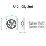 Fanexfan Dıştan Rotorlu Kare Kasalı Aksiyal Aspiratörler Pdkaf-2M-350