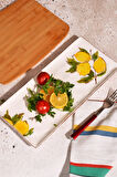 Limon Desen El Yapımı Organik Sunum Tabak 36x17 Cm