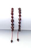 Doğal Lal Garnet Bileklik Makrome Ayarlı 671-4