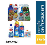 PORÇÖZ DEV TEMİZLİK SETİ(YAĞÇÖZ, BANYO, KİREÇ SÖKÜCÜ, BULAŞIK M. DE. PARLATICI, TEMİZ, ÇAMAŞIR MAK )