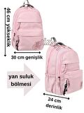 PEMBE OKUL ÇANTASI 3'LÜ SET Su Itici Özel Kumaş Hafif Sırt Çantası PONNY SULUK ve BESLENME