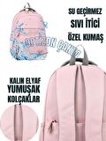 PEMBE OKUL ÇANTASI 3'LÜ SET Su Itici Özel Kumaş Hafif Sırt Çantası PONNY SULUK ve BESLENME
