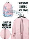 PEMBE OKUL ÇANTASI 3'LÜ SET Su Itici Özel Kumaş Hafif Sırt Çantası PRINCESS SULUK ve BESLENME