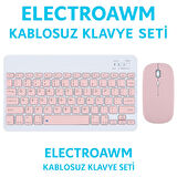  Kablosuz Bluetooth Klavye + Mouse Seti (iOS / Android / Windows Uyumlu) PEMBE