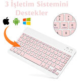  Kablosuz Bluetooth Klavye + Mouse Seti (iOS / Android / Windows Uyumlu) PEMBE