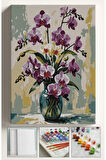 Sayılarla Boyama Çerçeveli Hobi Seti Numaralı Tuval Fırça Boya Dahil Kasnaklı PEMBE ORKİDE 40X50 Cm