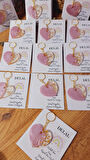 GÖKKUŞAĞI KARTLI KALPLİ ANAHTARLIK 10 ADET BEBEK DOĞUM GÜNÜ MEVLÜT BABYSHOWER HEDİYELİKLERİ 