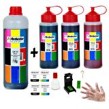 PERFECTİON Canon E404/E414/E464/E484 Yazıcı Uyumlu Kartuş Dolum Mürekkep Seti 1000 gr. SİYAH + 3 X 500 gr. RENKLİ 