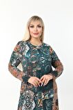 BÜYÜK BEDEN TESETTÜREDE UYGUN UZUN KOL VİSKON PENYE ELBİSE