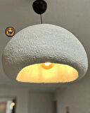 Petra Doğal Taş Efektli Modern Beton BEYAZ Avize Çap: 500MM