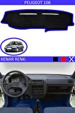 Peugeot 301 2012-2020 İçin Uygun Torpido Koruma Halısı Siyah Kenar Renk Mavi