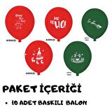 Yılbaşı Süsleri Balonu | Yılbaşı Baskılı Balon 10 Adet