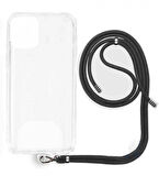 Xiaomi Mi 9 Lite İp Askılı Şeffaf Silikon Kılıf Siyah