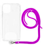Xiaomi Mi 12 T Pro İp Askılı Şeffaf Silikon Kılıf Koyu Pembe