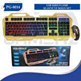 Polygold PG-8014 Işıklı Oyuncu Q Klavye Mouse Seti