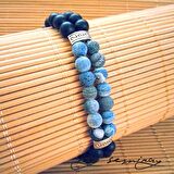 Doğal Akik ve Siyah Oniks Taşlı Çift Sıralı Doğaltaş Bileklik