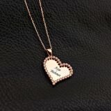 Sevgiliye İsme Özel Hediye Gümüş Zirkon Taşlı Kalpli Kolye