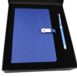 Özel Kutulu 16 gb Usb'li Defter Dokunmatik Roller Kalem Seti 