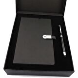 Özel Kutulu 16 gb Usb'li Defter Dokunmatik Roller Kalem Seti 