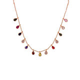 Pigado 925 Ayar Gümüş Damla Kolye Renkli Taşlı Rose