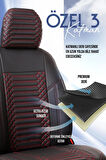 Tata Telcoline Lüx Deri OTO KOLTUK KILIFI Ön Arka Takım Set EXCLUSİVE SİYAH KIRMIZI