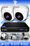 PICAM 2 Kameralı Dome 2 İç Kamera Set 320 GB HDD Full HD Gece Görüşlü Güvenlik Kamerası Sistemi