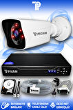PICAM 1 Kameralı Kare 1 Dış Kamera Set 100 GB HDD Full HD Gece Görüşlü Güvenlik Kamerası Sistemi
