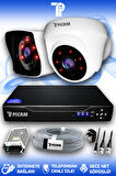 PICAM 2 Kameralı Kare 1 İç Kamera Set HDD'siz Full HD Gece Görüşlü Güvenlik Kamerası Sistemi