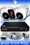 PICAM 3 Kameralı Kare 2 İç Kamera Set HDD'siz Full HD Gece Görüşlü Güvenlik Kamerası Sistemi