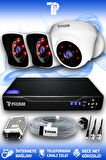 PICAM 3 Kameralı Kare 1 İç Kamera Set HDD'siz Full HD Gece Görüşlü Güvenlik Kamerası Sistemi