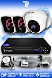 PICAM 3 Kameralı Kare 1 İç Kamera Set 100 GB HDD Full HD Gece Görüşlü Güvenlik Kamerası Sistemi