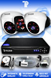 PICAM 3 Kameralı Panda 2 İç Kamera Set 100 GB HDD Full HD Gece Görüşlü Güvenlik Kamerası Sistemi